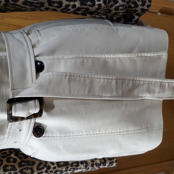 Banana republic double breasted leopard print tan belted jacket coat - Picture 4 of 12